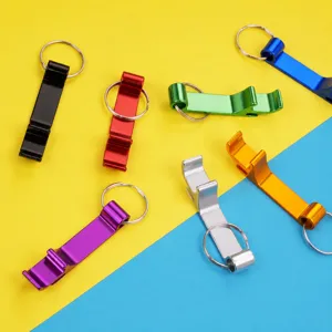 Wholesale metal beer bottle opener portable outdoor colorful aluminum keychain openers