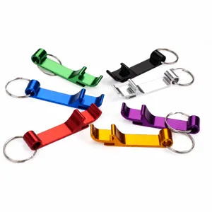 Colorful metal bottle opener keychain portable beer opener with keyring for outdoor use