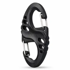 Mini 8 Shape Plastic Carabiner S-Biner Backpack Connecting Ring Stainless Steel Wire Spring Gate Outdoor Hiking Camping Clip