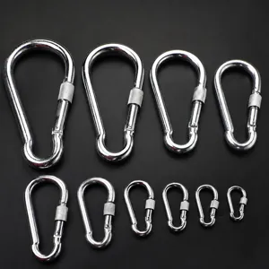 Schwere Ausführung Verzinktes Eisen Karabiner Federhaken Outdoor Camping Wandern Verbindungsring Schraubverschluss Hardware Clip