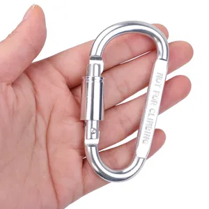 Silberner Aluminium Karabiner D Form Camping Haken Zubehoer Kettenglied Werkzeug.