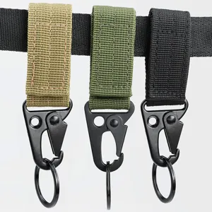 Tactical Webbing Carabiner Keychain Set Outdoor Military Backpack Hanging Hook Gear Clip Travel Camping Accessories