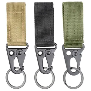 Tactical Webbing Keychain Set Metal Eagle Beak Hook Backpack Molle Gear Accessories