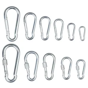 Robuste Metall Karabinerhaken Set mit Schraubverschluss fuer Outdoor und Sport Ausruestung.