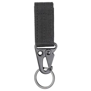 Tactical webbing eagle beak keychain with metal hook for outdoor backpacks and keys