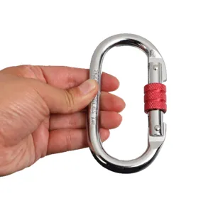 Mousqueton d'escalade robuste 25KN verrou de sécurité ovale pour alpinisme extérieur.