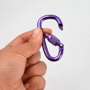 Kompakter 6cm Aluminium-Karabiner mit Schraubverschluss D-Ring Federklemme für Outdoor Wandern.