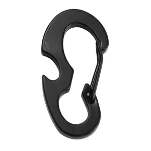 Black multi-functional metal carabiner EDC bottle opener spring hook keychain outdoor tool