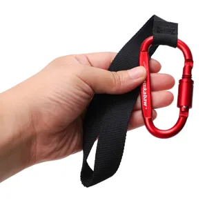 Moschettone per moto per impieghi gravosi con cinturino in nylon nero per una presa sicura.