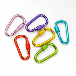 Bunte Karabinerhaken aus Aluminium mit Schraubverschluss, kleine Schlüsselanhänger 6cm.