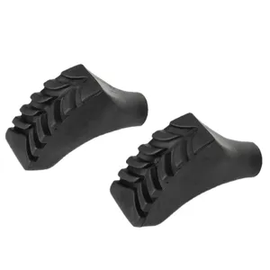 Puntali per bastone da trekking in gomma nera forma scarpa ferro di cavallo antiscivolo 2pz