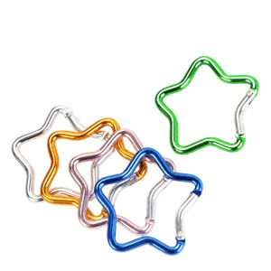 Colorful aluminum alloy star-shaped spring buckle keychain bag charm snap hook hardware.