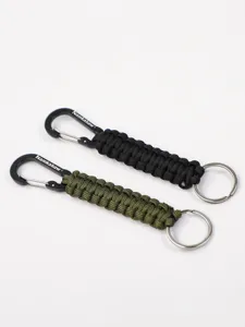 Paracord keychain with carabiner, durable outdoor multi-functional key ring for daily use.