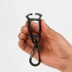 Clip llavero multifuncional exterior antipérdida mosquetón negro portátil herramienta