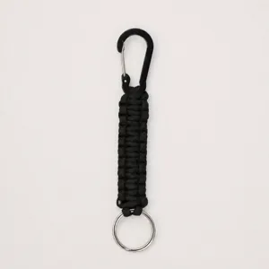 Outdoor DIY paracord braided keychain with carabiner and keyring multi-functional tactical tool