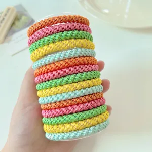 Premium set of 15 colorful high-elasticity woven hair ties for thick hair ponytails
