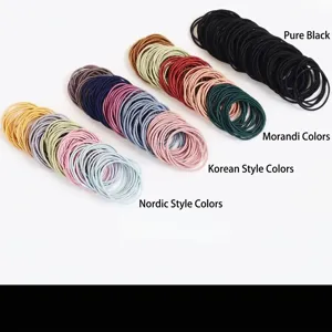 100Pcs Minimalist Seamless Thin Hair Ties Elastic Resin Hair Bands For Women Kids Multicolor Morandi Black Ponytail Holder