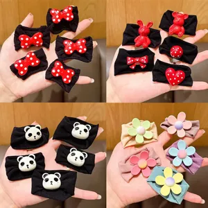 Juego de gomas para el pelo para niñas con adornos de panda, flores y lazos