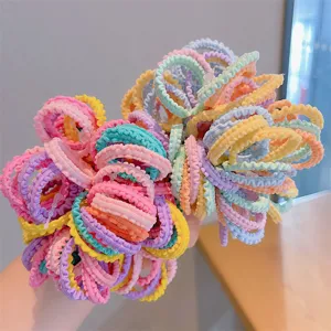 Handmade Kids Elastic Hair Bands Colorful Lace Pattern Rubber Bands Macaron Sweet Color Hair Ties For Girls Hair Accessories