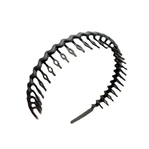 Matte black zigzag non-slip headband with comb teeth for face washing and daily hair styling