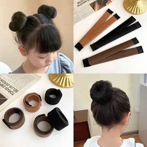 Koreaanse Stijl Luie Haarknot Maker Legering Synthetische Vezel Haarstyling Tool Voor Vrouwen Kinderen Accessoire