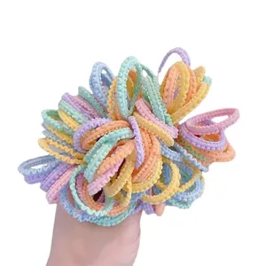Colorful macaron pastel elastic lace hair ties scrunchies set for toddlers and kids