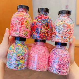Kids High Elastic Rubber Hair Bands Jar Colorful Mini Hair Clips Cute Hair Accessories For Baby Girls Hair Ties Set