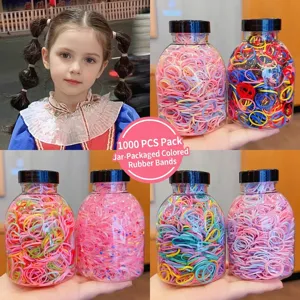 High elastic colorful rubber bands for kids hair ties 1000pcs bottled set for girls