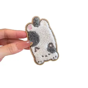 Cute cartoon cat chenille hair patch for fringe styling and baby hair management