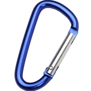 Robuster blauer Karabinerhaken aus Aluminium fuer Outdoor Camping, Wandern und Rucksackzubehoer.