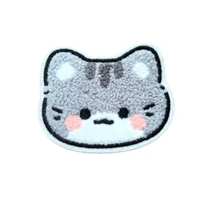 Cute plush cat hair pad sticker with fluffy texture