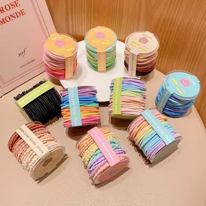 Colorful children's high elasticity hair ties set in various vibrant macaron shades