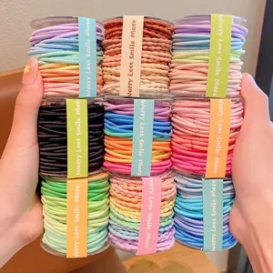 Children Colorful High Elastic Hair Bands Set For Girls Mixed Colors Hair Ties Rubber Bands Sweet Pastoral Style Hair Accessories