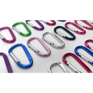 Colorful aluminum D-shaped carabiner mini snap hook keychain flattened design for outdoor tools