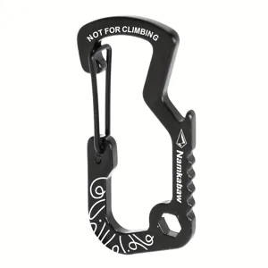 Schwarzer Aluminium Karabiner multifunktionaler D-Ring Outdoor Federhaken Flaschenöffner