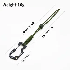 Outdoor tactisch paracord polskoord met multifunctionele karabijnhaak en flesopener tool.