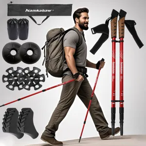 Bastoncini da Trekking Regolabili da Esterno in Lega di Alluminio Bastoni da Passeggio con Set di Accessori per Sport da Campeggio