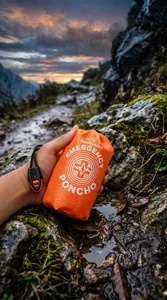 Poncho de lluvia de emergencia para senderismo y camping al aire libre, equipo ligero.