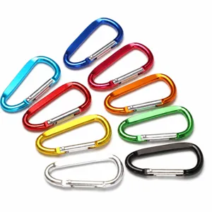 Aluminum Alloy D Shaped Carabiner Small Mini Spring Snap Hook Flat Carabiner Keychain Clip For Outdoor Camping Hiking