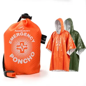 Poncho de lluvia de emergencia para exteriores, equipo térmico impermeable.
