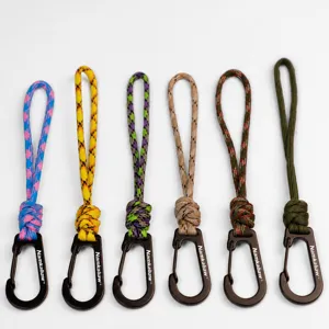 Handmade Braided Parachute Cord Keychain Outdoor Camping Anti Loss Lanyard Tactical Metal Hook Carabiner