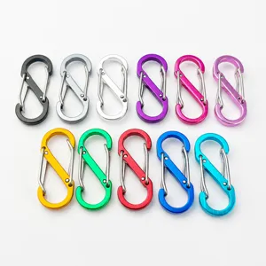Aluminum S-biner carabiner clips, multi-color 4# S-hook buckle for outdoor camping keys.