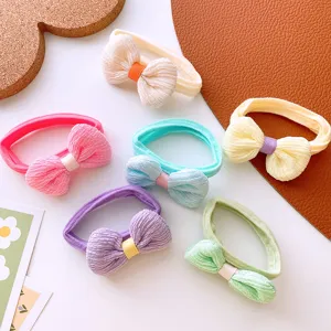 Juego de 6 diademas elásticas suaves con lazos para bebés niñas con diseño de toalla.
