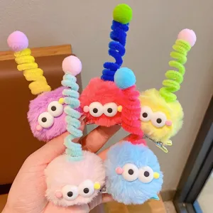 Set de cinco coloridas pinzas para el cabello de peluche de monstruos para niñas pequeñas