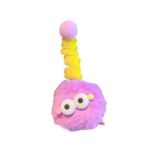 Lindo clip de pelo de monstruo morado peludo con antena accesorio para el pelo de niñas