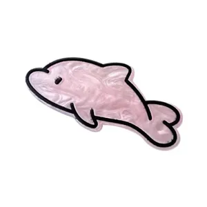 Cute pink pearlescent dolphin hair clip for girls cartoon hair accessory on white background