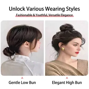 Natural looking messy hair bun scrunchie extension for effortless and stylish hairstyles