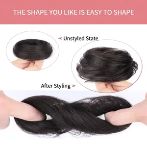 High elasticity messy bun hair extension scrunchie for natural voluminous updo styling.