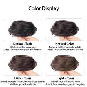 Premium synthetic hair bun extensions in four natural colors for messy bun hairstyles