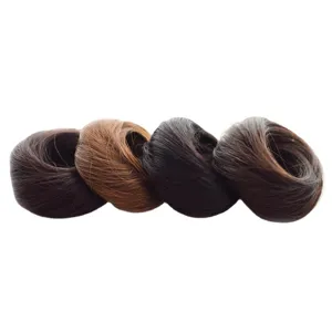 Set of 4 synthetic hair bun scrunchies in various natural brown and black shades